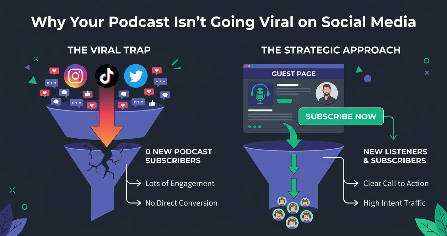 Why Isn't Your Podcast Going Viral on Social Media? — infographic illustration for podcast hosts